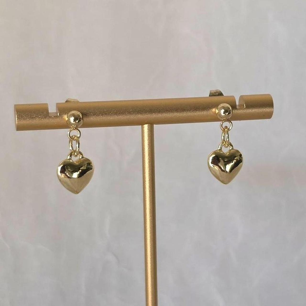 Gold Heart Stud Earrings – Handmade 18k Gold Plated Dainty Everyday Jewelry