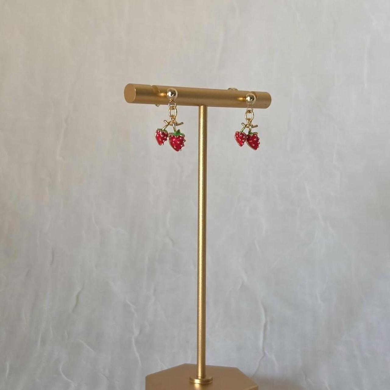 Strawberry Stud Earrings – Handmade 18k Gold Plated Dainty Fruit Jewelry