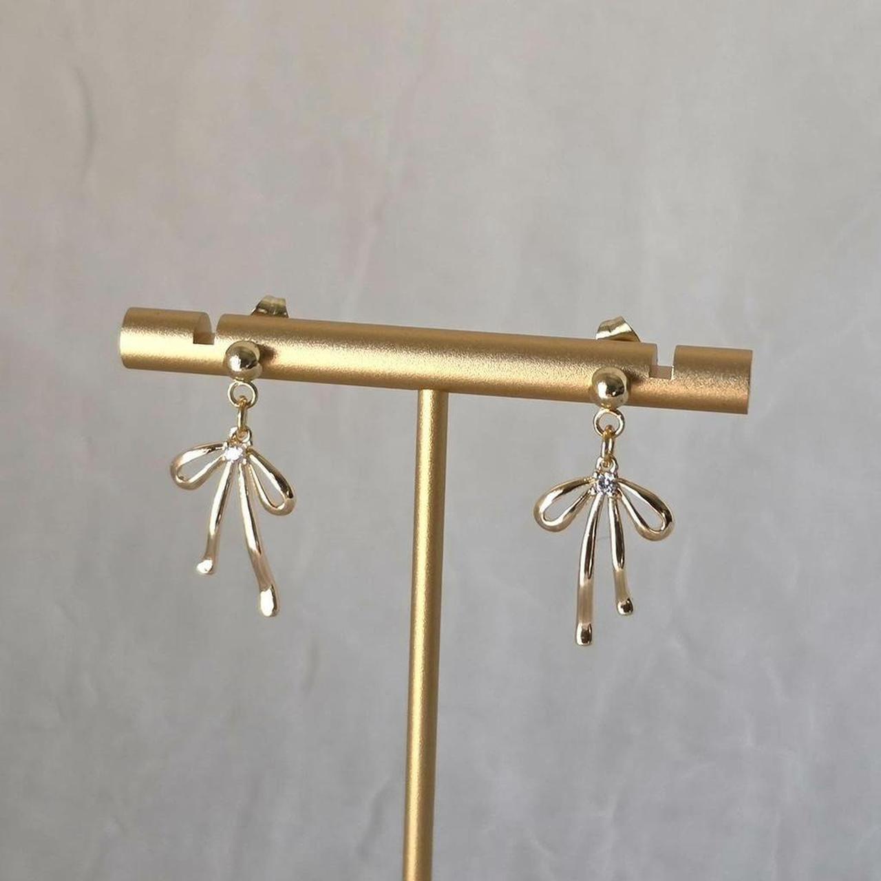 Gold Bow Stud Earrings – Handmade 18k Gold Plated with Cubic Zirconia | Dainty Gift Jewelry