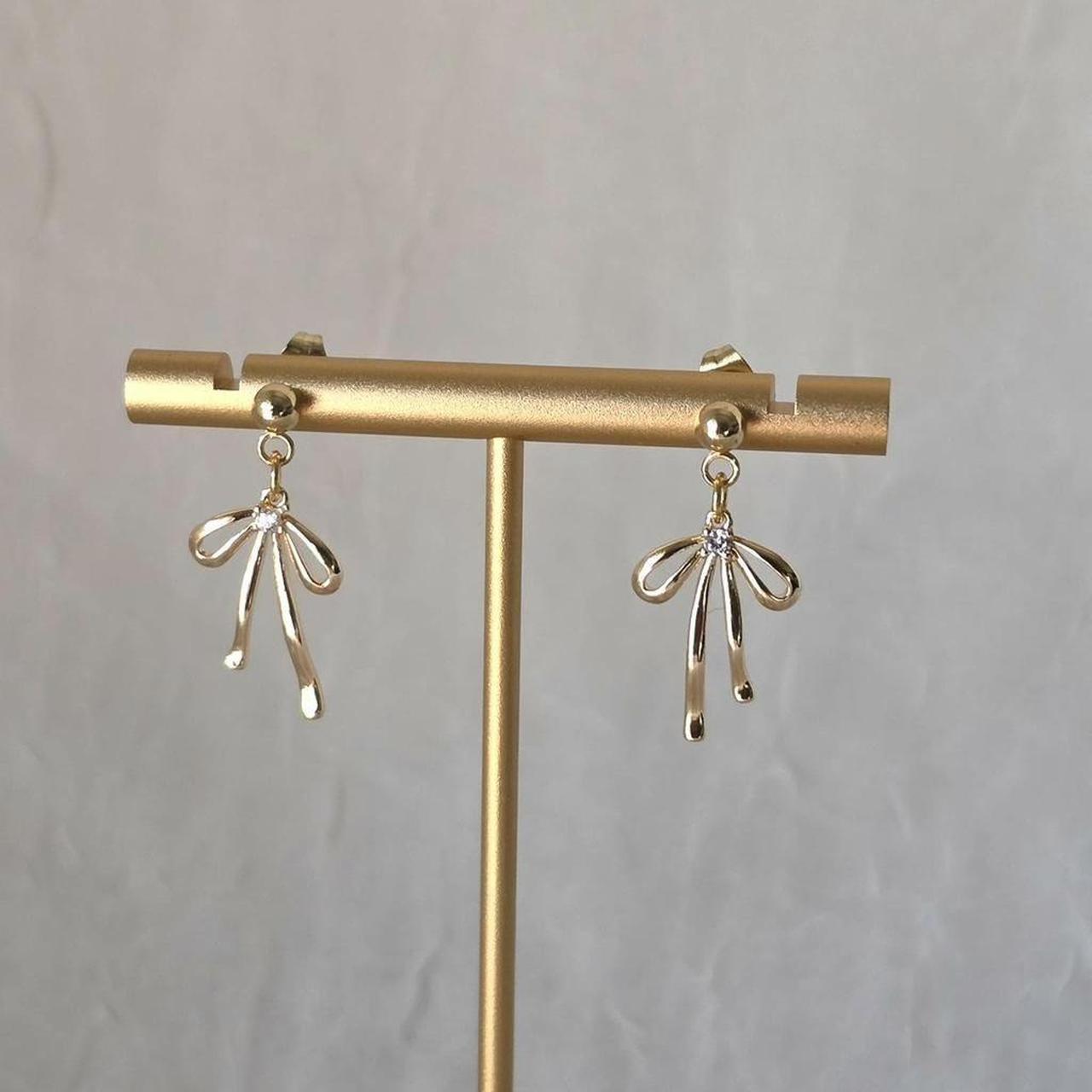 Gold Bow Stud Earrings – Handmade 18k Gold Plated with Cubic Zirconia | Dainty Gift Jewelry