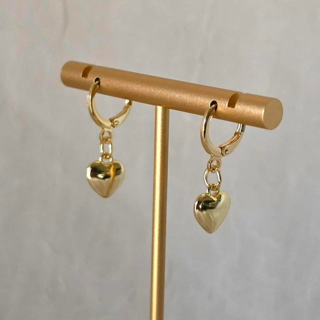 Gold Heart Huggie Earrings – Handmade 18k Gold Plated Dainty Everyday Jewelry