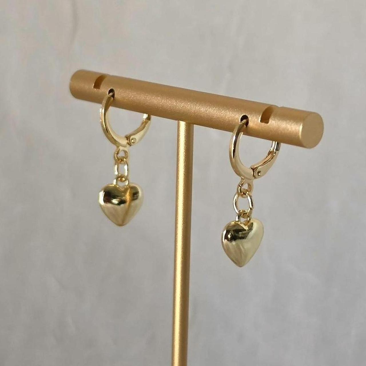 Gold Heart Huggie Earrings – Handmade 18k Gold Plated Dainty Everyday Jewelry