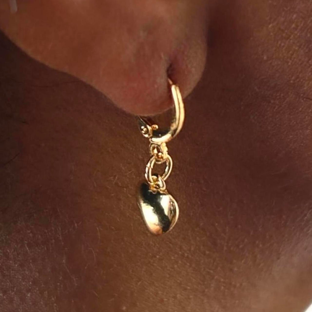 Gold Heart Huggie Earrings – Handmade 18k Gold Plated Dainty Everyday Jewelry