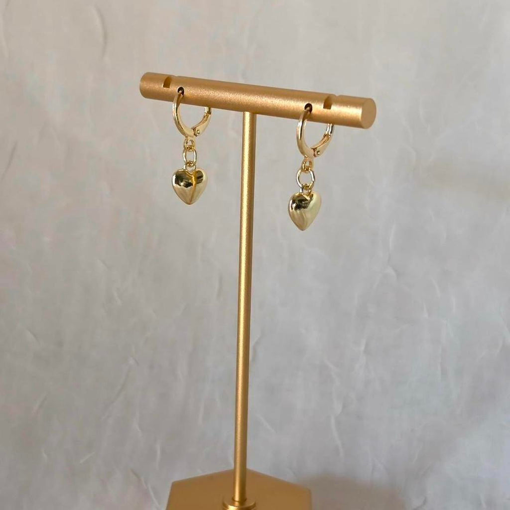 Gold Heart Huggie Earrings – Handmade 18k Gold Plated Dainty Everyday Jewelry