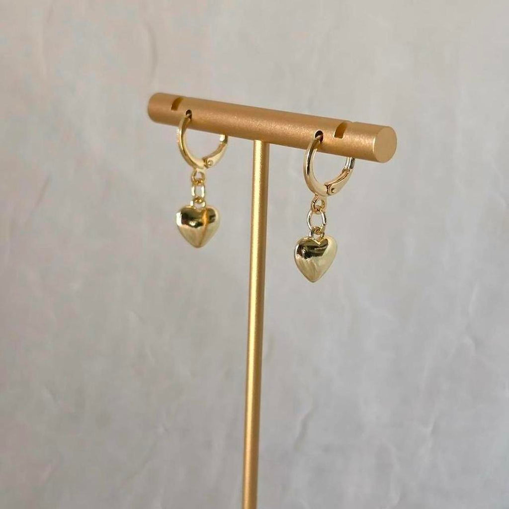 Gold Heart Huggie Earrings – Handmade 18k Gold Plated Dainty Everyday Jewelry