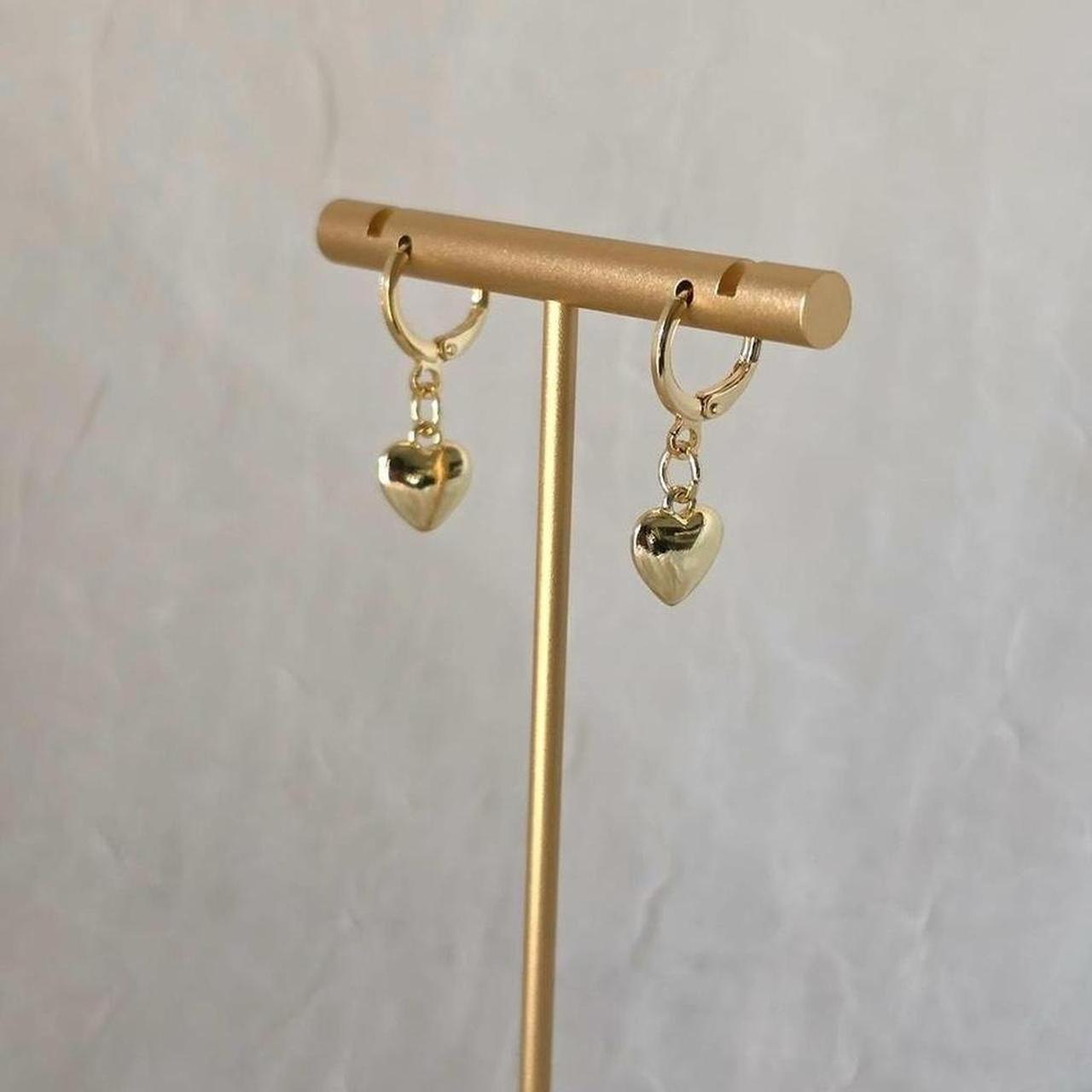 Gold Heart Huggie Earrings – Handmade 18k Gold Plated Dainty Everyday Jewelry