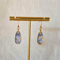 Forget-Me-Not Pressed Flower Earrings – Handmade Teardrop Resin Jewelry with Gold Flakes